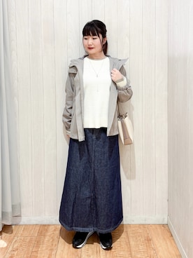 「SHOO・LA・RUE（シューラルー）の【防花粉/SS-3L】かわいいもかっこいいも叶える 欲張りマウンテンパーカ（ブルゾン、ブラウン系）」を使った、愛さん（レディース・165cm）の冬コーディネート