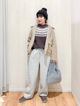 「DRESKIP（ドレスキップ）の【S-LL】大人カジュアルコーデに 襟付きZIPブルゾン（ブルゾン）」を使った、Maaaaachanさん（レディース・165cm）の冬コーディネート