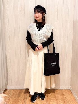 「30代コーデ」｜「アイテム（ハンチング/ベレー帽）」を使った、Maaaaachanさん（レディース・165cm）の春コーディネート