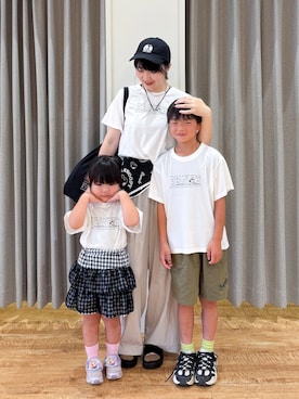 「PEANUTS（ピーナッツ）のアイテム（トップス）」を使った、愛さん（レディース・165cm）の夏コーディネート