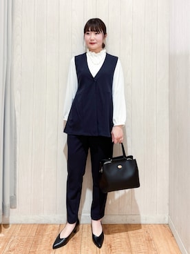 「アイテム（ベスト）」を使った、愛さん（レディース・165cm）の冬コーディネート