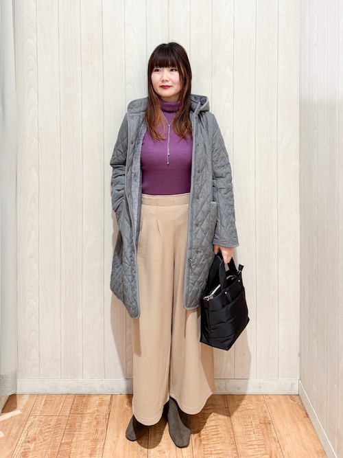 セール】【撥水/フード取り外し可】自然にくびれる あったかダイヤ柄