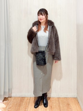 「DRESKIP（ドレスキップ）のアイテム」を使った、愛さん（レディース・165cm）の冬コーディネート