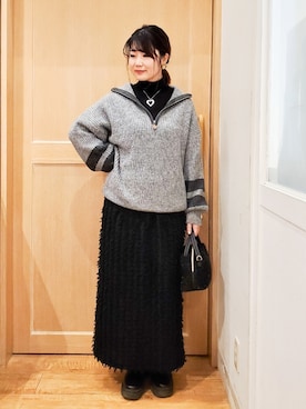 「ジップアップニット」｜Maaaaachanさん（レディース・165cm）の冬コーディネート