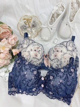 「Risa Magli（リサマリ）のシュテファニ ブラジャー (B-C) ＜Side Shape（サイドシェイプ）＞（ブラジャー、ブルー系）」を使った、akaneさん（レディース・155cm）の春コーディネート