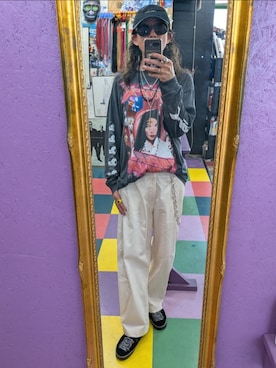 「Bjorkのアイテム（Tシャツ/カットソー、グレー系）」を使った、みーやさん（メンズ・181cm）の夏コーディネート