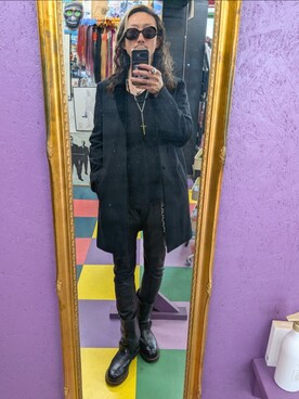 「SUNDINISTA EXPERIENCEのアイテム（その他アウター、ブラック系）」を使った、みーやさん（メンズ・181cm）の春コーディネート