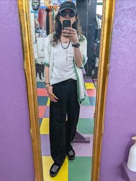 「ZARA（ザラ）のアイテム（シャツ/ブラウス、ホワイト系）」を使った、みーやさん（メンズ・181cm）の夏コーディネート
