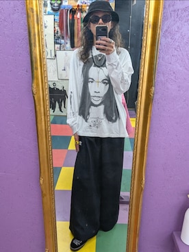 「Bjorkのアイテム（Tシャツ/カットソー、ホワイト系）」を使った、みーやさん（メンズ・181cm）の春コーディネート