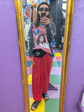 「Bjorkのアイテム（Tシャツ/カットソー、グレー系）」を使った、みーやさん（メンズ・181cm）の夏コーディネート