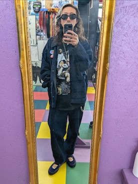 「TOKONA-Xのアイテム（Tシャツ/カットソー、ブラック系）」を使った、みーやさん（メンズ・181cm）の春コーディネート