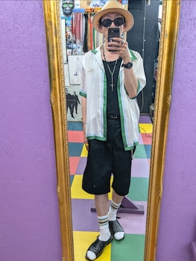「ZARA（ザラ）のアイテム（シャツ/ブラウス、ホワイト系）」を使った、みーやさん（メンズ・181cm）の夏コーディネート