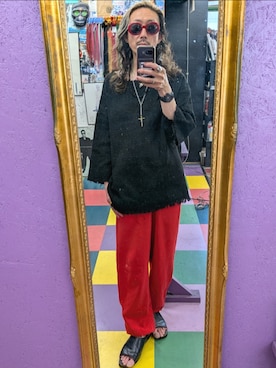 「Saint Laurent（サンローラン）のアイテム（サングラス、レッド系）」を使った、みーやさん（メンズ・181cm）の夏コーディネート