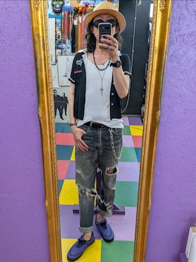 「PUNK DRUNKERS（パンクドランカーズ）のアイテム」を使った、みーやさん（メンズ・181cm）の夏コーディネート