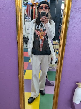 「RUDE GALLERY（ルードギャラリー）のアイテム（シャツ/ブラウス、ホワイト系）」を使った、みーやさん（メンズ・181cm）の春コーディネート