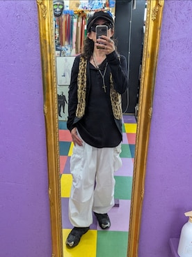 「アイテム（ベスト）」を使った、みーやさん（メンズ・181cm）の秋コーディネート