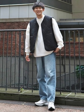 「green label relaxing（グリーンレーベルリラクシング）の【WEB限定】＜GLR/ -or（ジーエルアール オア）＞キルティング ベスト -ユニセックス-（ベスト）」を使った、 ごりゅーさん（メンズ・177cm）の秋コーディネート