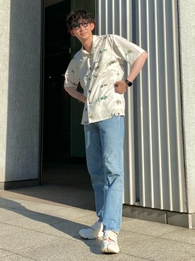 「URBAN RESEARCH Sonny Label（アーバンリサーチサニーレーベル）の『吸水速乾』セオαグラフィック半袖シャツ（シャツ/ブラウス）」を使った、 ごりゅーさん（メンズ・177cm）の夏コーディネート