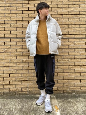 「KANGOL（カンゴール）のアイテム（ダウンジャケット/コート）」を使った、 ごりゅーさん（メンズ・177cm）の秋コーディネート