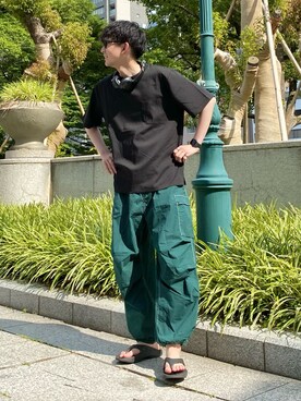 「URBAN RESEARCH Sonny Label（アーバンリサーチサニーレーベル）の『吸水速乾』『セットアップ対応』クイックドライワイドTシャツ（Tシャツ/カットソー）」を使った、 ごりゅーさん（メンズ・177cm）の夏コーディネート