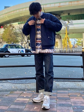 「URBAN RESEARCH Sonny Label（アーバンリサーチサニーレーベル）のアイテム（MA-1）」を使った、 ごりゅーさん（メンズ・177cm）の冬コーディネート