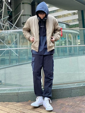 「URBAN RESEARCH Sonny Label（アーバンリサーチサニーレーベル）のアイテム（MA-1）」を使った、 ごりゅーさん（メンズ・177cm）の冬コーディネート