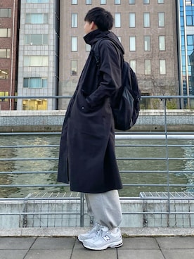 「Uiscel（ユイセル）のアイテム（モッズコート）」を使った、 ごりゅーさん（メンズ・177cm）の冬コーディネート