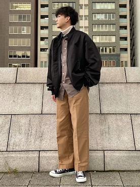 「green label relaxing（グリーンレーベルリラクシング）のアイテム（MA-1）」を使った、 ごりゅーさん（メンズ・177cm）の秋コーディネート