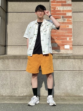 「Ocean Pacific（オーシャンパシフィック）の『別注』OCEAN PACIFIC×Sonny Label コーデュロイイージーショーツ（その他パンツ）」を使った、 ごりゅーさん（メンズ・177cm）の夏コーディネート