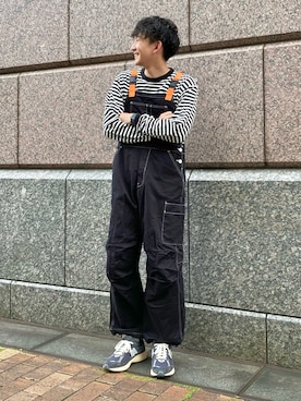 「EDWIN（エドウィン）のアイテム（オールインワン・サロペット）」を使った、 ごりゅーさん（メンズ・177cm）の秋コーディネート