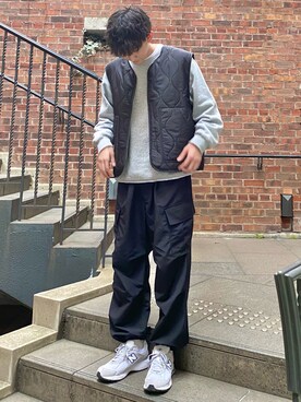 「green label relaxing（グリーンレーベルリラクシング）の【WEB限定】＜GLR/ -or（ジーエルアール オア）＞キルティング ベスト -ユニセックス-（ベスト）」を使った、 ごりゅーさん（メンズ・177cm）の秋コーディネート