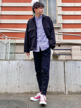 「チェック柄に恋してる」｜「アイテム（セットアップ）」を使った、 ごりゅーさん（メンズ・177cm）の秋コーディネート
