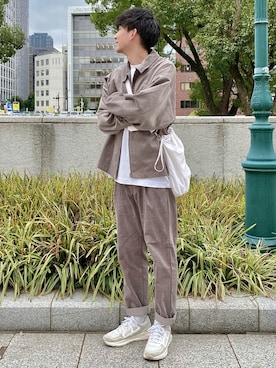 「Kappa（カッパ）のアイテム（セットアップ）」を使った、 ごりゅーさん（メンズ・177cm）の秋コーディネート