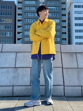 「春カラー」｜「アイテム（ナイロンジャケット）」を使った、 ごりゅーさん（メンズ・177cm）の春コーディネート