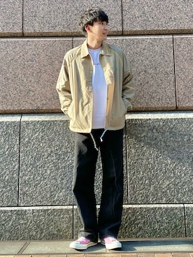 「チョコ色に染まれ」｜「アイテム（ナイロンジャケット）」を使った、 ごりゅーさん（メンズ・177cm）の冬コーディネート