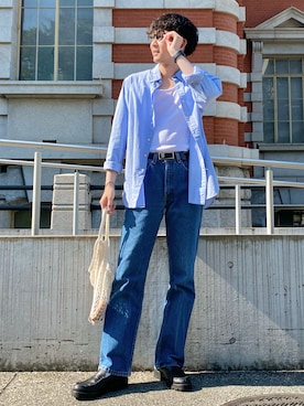 「フレアデニム」｜ ごりゅーさん（メンズ・177cm）の夏コーディネート