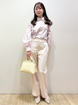 「index（インデックス）のビジューデザインポインテッドパンプス（パンプス、ベージュ系）」を使った、ayaさん（レディース）の冬コーディネート
