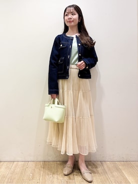 「index（インデックス）のビット付ヒールローファー（パンプス、ベージュ系）」を使った、ayaさん（レディース）の春コーディネート