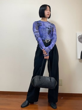 「シンフルコーデ」｜「アイテム（スラックス）」を使った、Fu-kaさん（レディース・160cm）の秋コーディネート