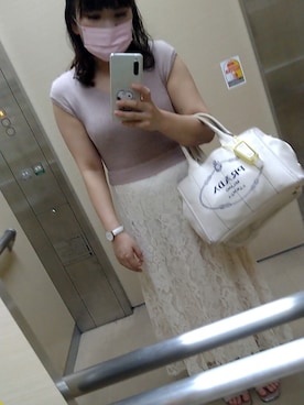 「ニットドッキングワンピース」｜えりさん（レディース・147cm）の夏コーディネート