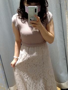 「ニットドッキングワンピース」｜えりさん（レディース・147cm）の夏コーディネート