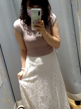 「ニットドッキングワンピース」｜えりさん（レディース・147cm）の夏コーディネート