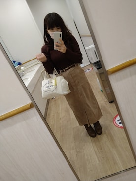「ブラウンコーデ」｜「アイテム（レインシューズ）」を使った、えりさん（レディース・147cm）の冬コーディネート