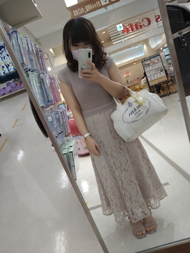 「ニットドッキングワンピース」｜えりさん（レディース・147cm）の夏コーディネート