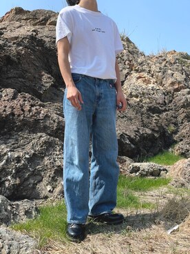 「A.P.C.（アーペーセー）のT-SHIRT PETITE RUE MADAME H（Tシャツ/カットソー）」を使った、はきーむさん（メンズ・174cm）の春コーディネート