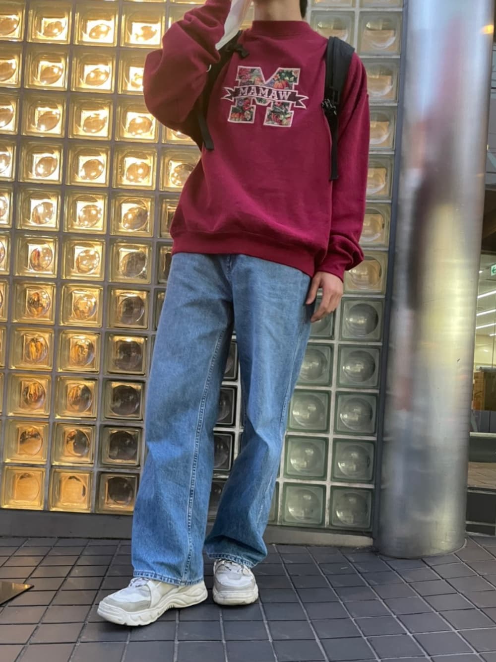 「春服デビュー宣言、春、今日のコーデ、お洒落さんとつながりたい、下北沢」｜「23.65のアイテム（スニーカー、ホワイト系）」を使った、はきーむさん（メンズ・174cm）の春コーディネートの1枚目の写真
