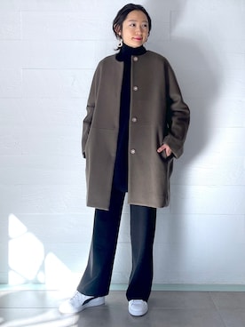 「黒タートルネック」｜「アイテム（その他シューズ）」を使った、ヤコさん（レディース・163cm）の冬コーディネート