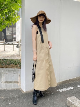 「STUDIOUS（ステュディオス）のアイテム（帽子）」を使った、yuriさん（レディース・161cm）の夏コーディネート