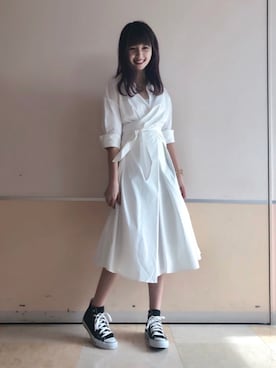 「STUDIOUS（ステュディオス）のアイテム（シャツワンピース）」を使った、yuriさん（レディース・160cm）の夏コーディネート