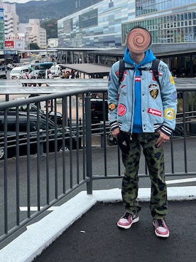 「アイテム（スタジャン）」を使った、towaさん（メンズ・175cm）の冬コーディネート